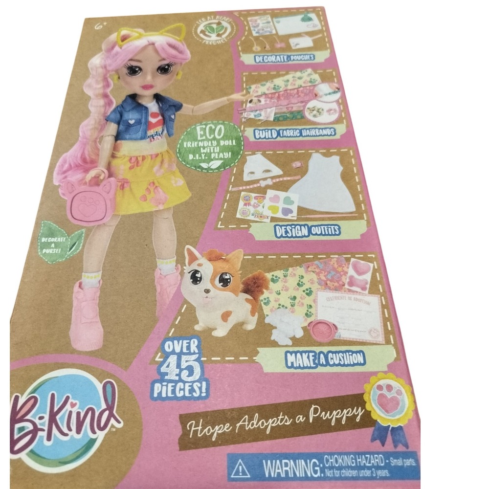NIB B Kind Hope Adopts a Puppy Eco Friendly Doll‎ with DIY Crafts Over 45 Pieces